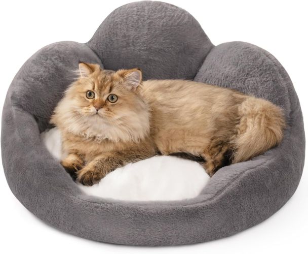 MEWOOFUN Cat Bed And Small Dog Bed, Fluffy Dog Bed Washable Cat Couch Bed, Cute Cat Bed For Indoor Cats, Flower Cat Sofa Bed With Non Slip Bottom